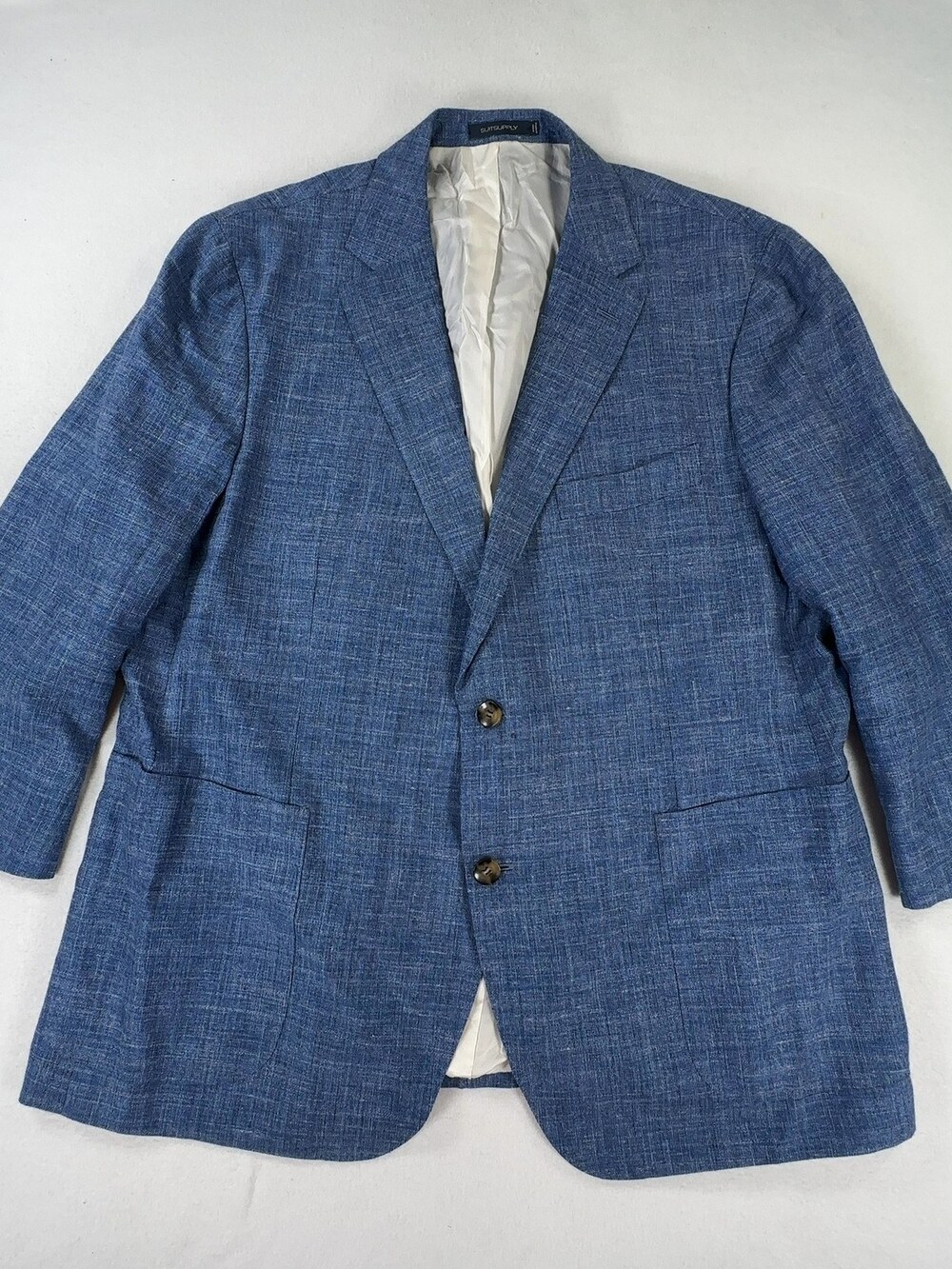 Suitsupply Havana Blazer Sport Coat Wool Silk Linen Blue Men's Size 52S / US 42